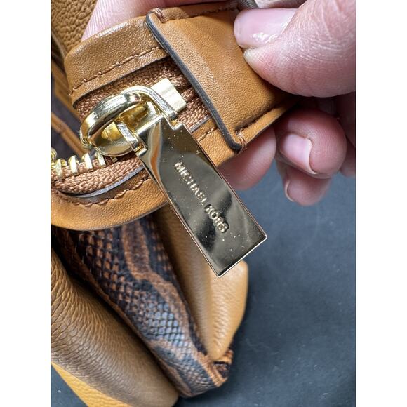 Michael Kors Python Embossed Satchel Bag Leather Acorn NWT Brown Office Tote - Picture 12 of 16